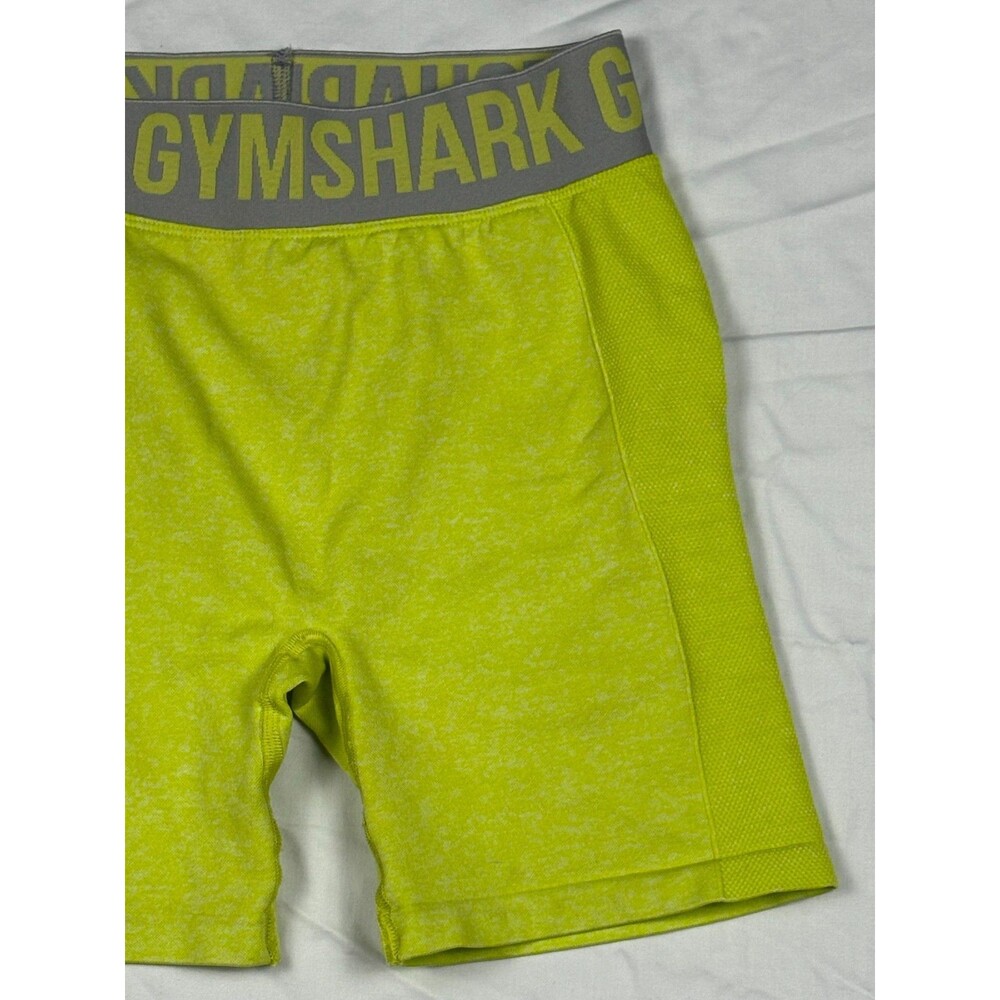 Gymshark Flex Shorts Womens M Lime Green Marl Gray 5" Inseam Workout Gym - Picture 4 of 15